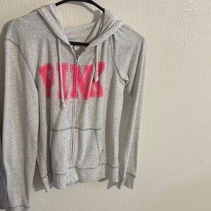 Victoria's Secret Pink Logo Gray Zip-Up